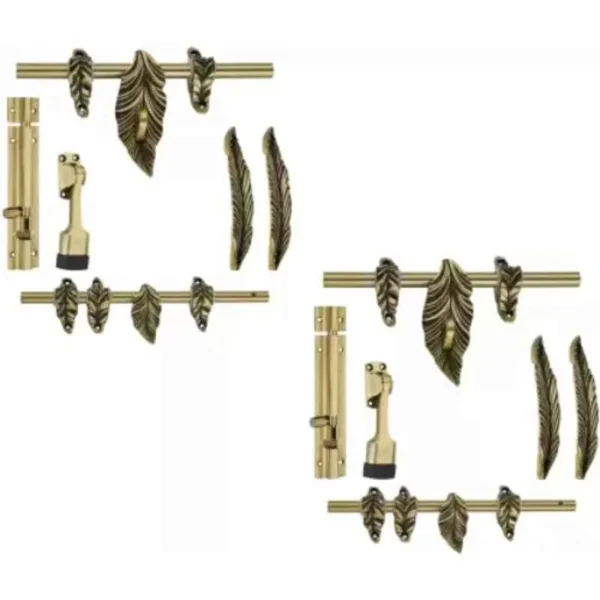 Urim Zinc Gold Matt Finish Door Accessory Kit, LEAF-10INCH (Pack of 2)