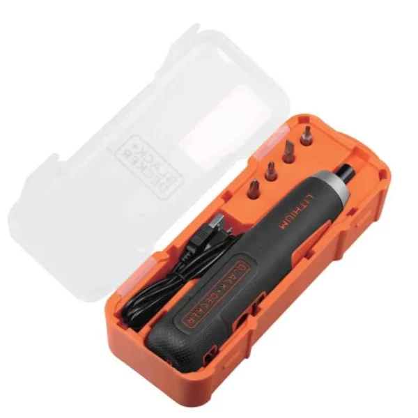 Black+Decker BD40K4-IN 6.35mm 4V Li-ion Cordless Electric Screwdriver with 4 Pcs Screw Bits