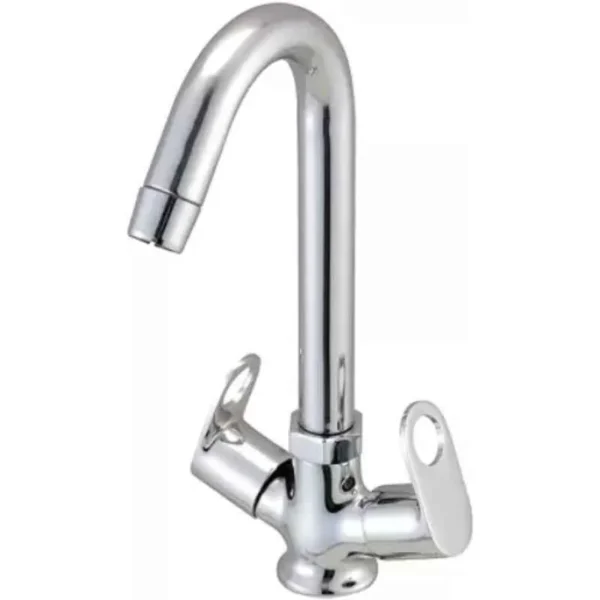 Fastgear Brass Chrome Finish Silver Deck Mount Centre Hole Basin Mixer
