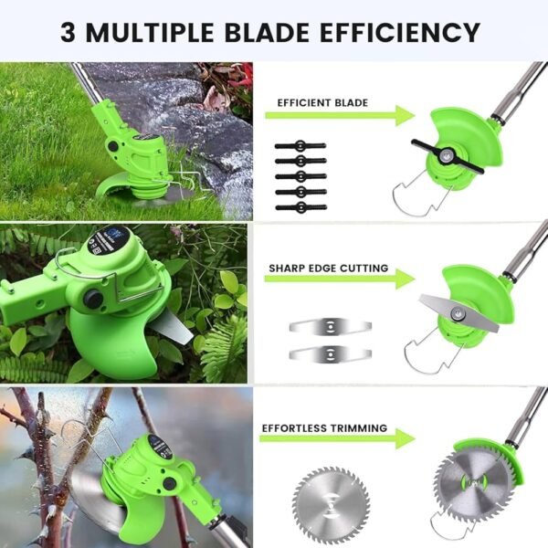 Gigawatts 18000rpm 2-in-1 Cordless Grass Trimmer & Brush Cutter with 2 Pcs 1500mAh Battery & Sharp Blades