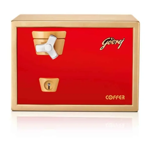 Godrej Premium Coffer V1 21 Liters Red Manual Safe Locker with Internal Shelves & Ultra Key Lock (Tijori)