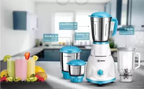 Havok Neo 750W Plastic Blue & White Copper Winding Mixer Grinder with 4 Jars