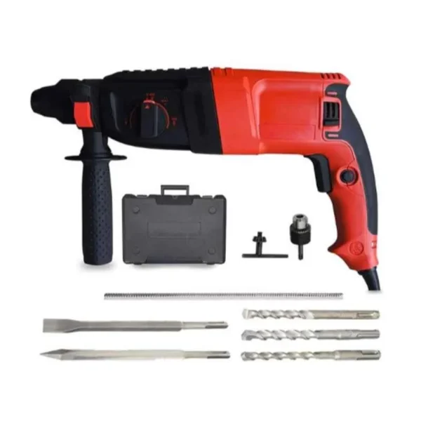Imported 26mm 1500W 900rpm Rotary Hammer Drill with 3 Drill Bits & 2 Chisels
