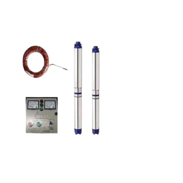 Jindal 2HP 15 Stage Single Phase Pure Copper Oil Filled Submersible Pump Set for Borewell with Control Panel, 60 m Safety Wire & 50 m Submersible Cable