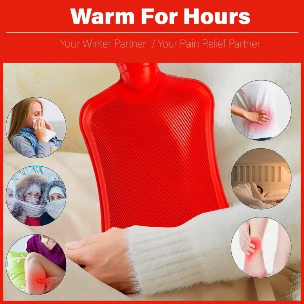 K-Life 2 Litre Rubber Red Leak Proof Hot Water Bag - Image 2