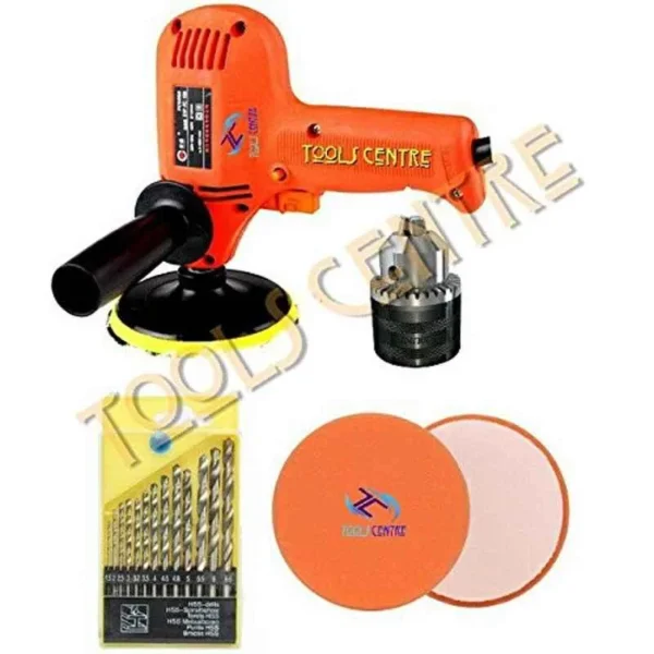 Krost Tc-268 Stmini 2-In-1 Mini 450-600 Watt Red Variable Speed Driller Cum Car/Bike Polisher With Drill Bits And Foam Pad