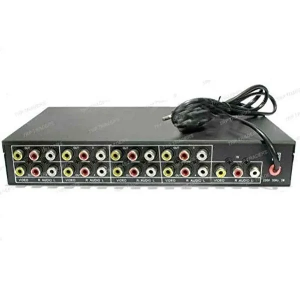 Mak World 4 Way Audio Video AMP Splitter RCA 1 Input & 4 Output