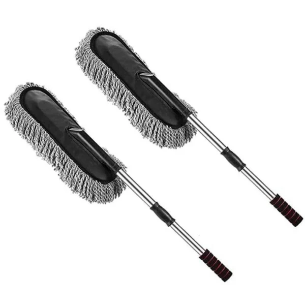 Kozdiko Microfiber Grey Duster with Extendable Handle for Car & Home Cleaning (Pack of 2)