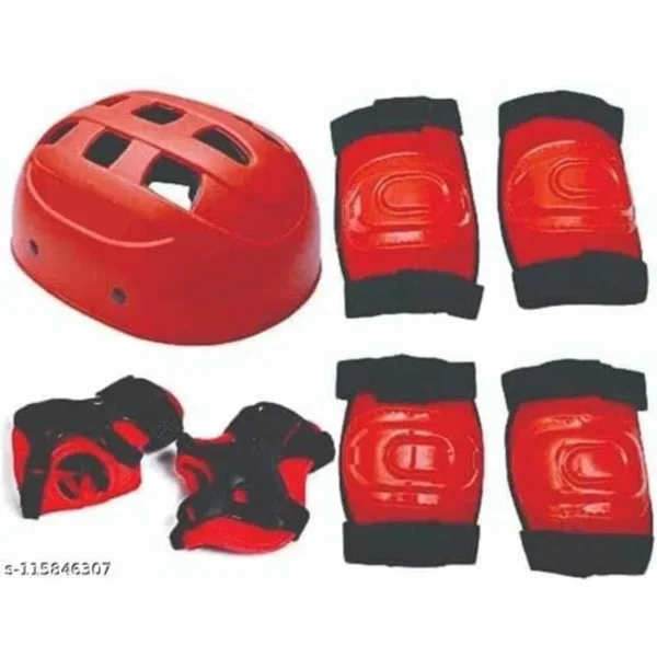 HIT CLASSIC PVC Plastic 4 in 1 Red Safety Gears Set for Cycling, 4V-EMKA-P3FU