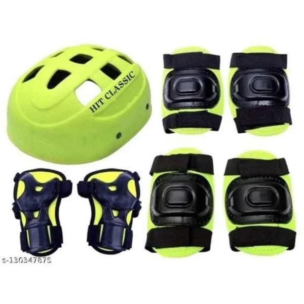 HIT CLASSIC PVC Plastic 4 in 1 Green Safety Gears Set for Cycling, A1-JLP8-6TA1