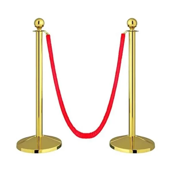 Ladwa 2 Pcs Stainless Steel Queue Manager Pillar Set with Velvet Rope, LSI-QPG-RVRP2