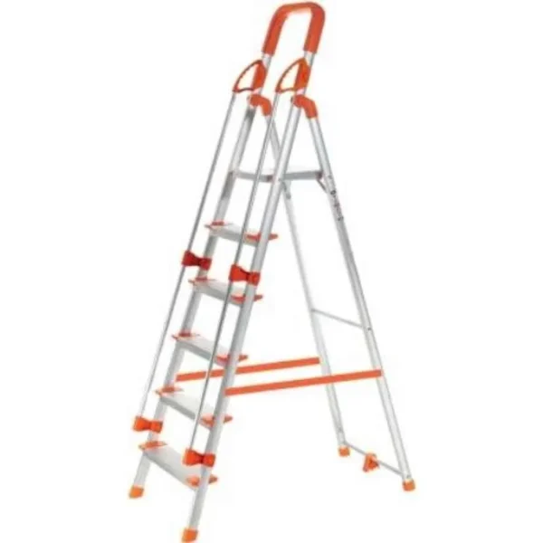 ProHome 6 Steps Aluminium Ladder with Railing & 5 Anti Slip Pedal, PROHOME-LAD-WR-06
