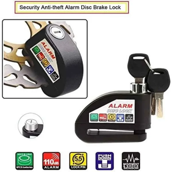 AOW Anti-Theft Disc Brake Lock with 110db Alarm Sound for Motorcycle