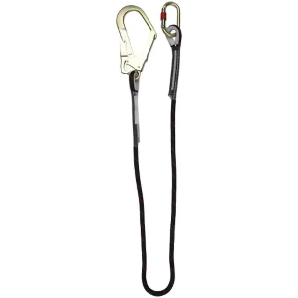 I SSAFE 2m 12mm Polyester Adjustable Restraint Kernmantle Rope Lanyard with One Side Loop & Other Side Scaffolding Hook, ISF-74